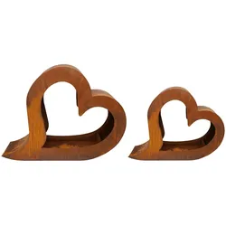 Badeko Herz-Set „Lydia“ in Edelrostoptik (55 cm & 80 cm) zum Bepflanzen