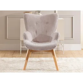s-style möbel Lounge-Sessel Cord 71 x 96 x 86 cm Rosa mit Hocker