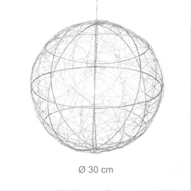 Relaxdays LED Dekokugel, 30 cm, silber