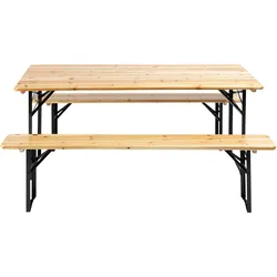 Oviala Business Set Brauerei Tisch und 2 Holzbänke 180 cm