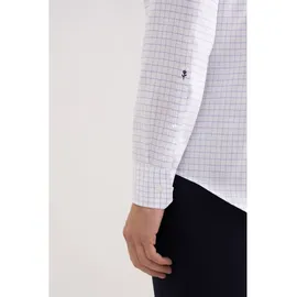 Seidensticker Businesshemd "Schwarze Rose", Herren, Gr. L (42), normale Ärmellängen, mittelblau, 100% Baumwolle, kariert, slim fit, 2-Knopf-Manschette, Hemden, Slim 1/1 Kentkragen Karo