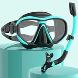 Findway schnorchelset Erwachsene,Schnorchelset mit taucherbrille und schnorchel, Anti-Leck & Anti-Fog & Anti-UV Tauchmaske aus Gehärtetem Glas für Tauchen, Schnorcheln und Schwimmen,Frauen und Männer