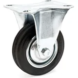 Wiltec Bockrolle Ø100mm mit Gummirad und Metallfelge 70kg Tragkraft, Vollmaterial Apparaterolle Transportrolle Möbelrolle, leiser Lauf