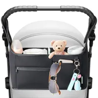 Homlynn Kinderwagen-Organizer Universal, neues Stoffdesign, bietet Platz für 2 Babybecherhalter, mehrere Taschen für Windeln und Spielzeug, passend für alle Offroad-Modelle