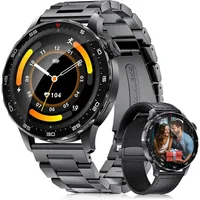 Smartwatch Herren mit Telefonfunktion 1,43" HD AMOLED Smart Watch für Herren mit 750mAh Akku/IP68 Wasserdicht/Schlafmonitor/120+Sportmodi Fitnessuhr - Schwarz