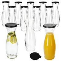 Mambocat 12x MIA MISURA Wein-Karaffe mit Deckel schwarz 1L geeicht Glas-Krug Saft, Wasser,
