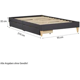 Homestyle4u Polsterbett 90 x 200 cm Grau