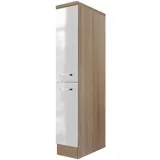 FlexWell Apothekerschrank, Sonoma Eiche, Weiß Hochglanz, Holzwerkstoff, einzeln stellbar, 30x169.5x60 cm, Made in Germany, Küchen, Küchenmöbel, Küchenschränke, Apothekerschränke