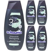 Schauma Intensive Reinigung 3in1 Shampoo Aktivkohle Tonerde antibakteriell 5x 400ml