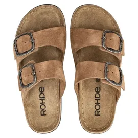 ROHDE Damen Pantolette mit zwei Schnallen aus Velourleder Rodigo-D 5893, Größe:39 EU, Farbe:Beige - 39