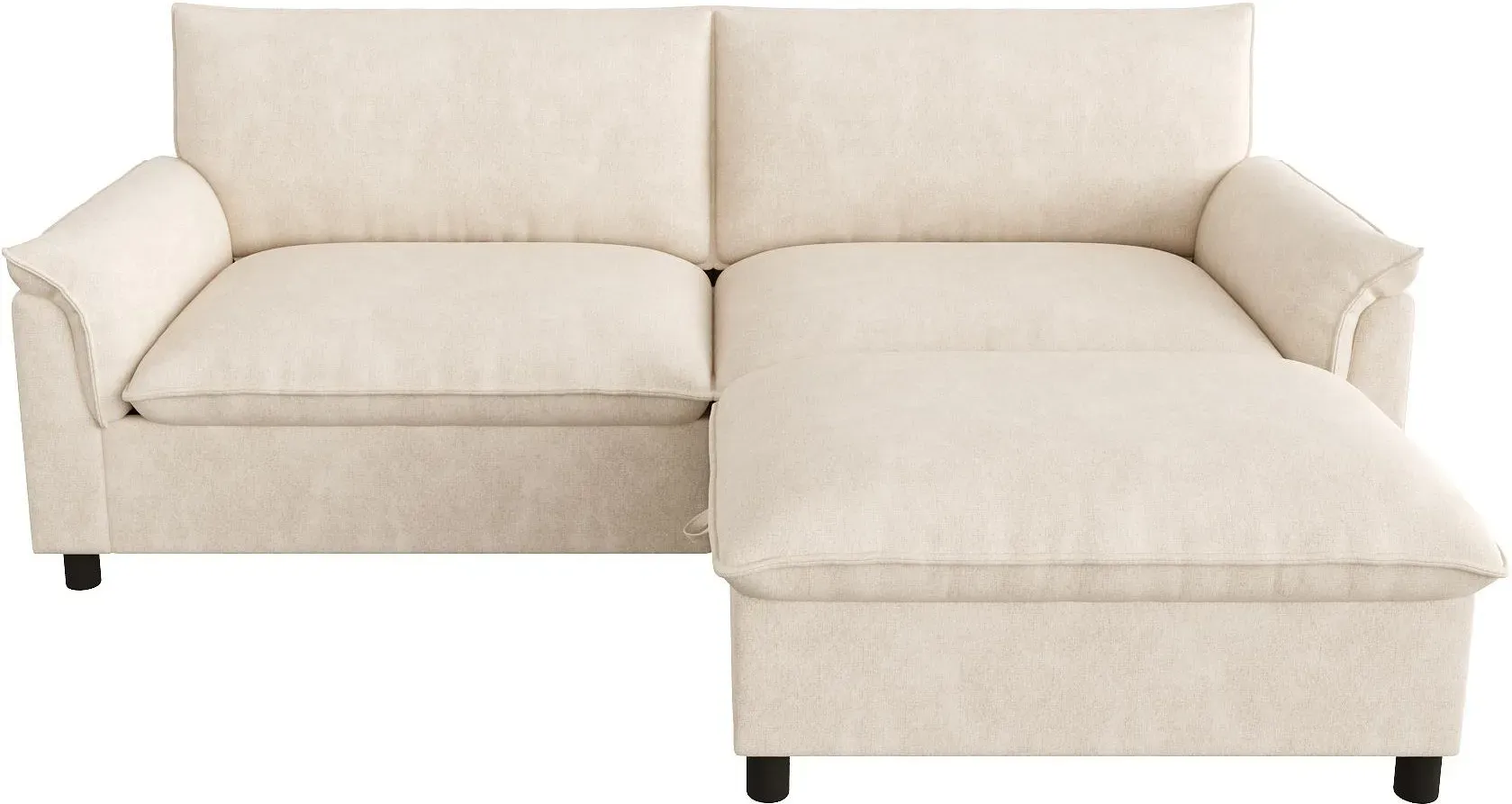 Modulares Cloud-Ecksofa, inkl. flexiblem Fußhocker mit großem verstecktem Stauraum, 216x77x82 cm, Beige