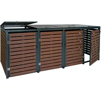 Mendler 4er Mülltonnenverkleidung HWC-K14, Mülltonnenbox Mülltonnenabdeckung, 119x264x84cm WPC Metall
