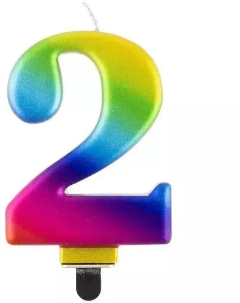 Regenbogenfarbene Geburtstagskerze, 8 cm - 2