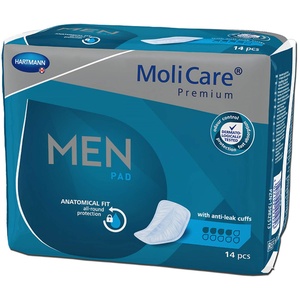 MoliCare Premium MEN PAD, Inkontinenz-Einlage für Männer bei Blasenschwäche, v-förmige Passform, 4 Tropfen, 6x14 Stück - Vorteilspackung
