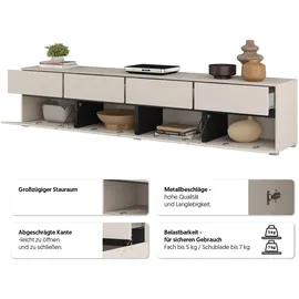 OTTO home Cross Lowboard 225 cm Braun Aluminium/Kunststoff/Metall/Melamin/Holzwerkstoff