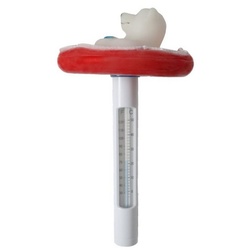 EVOLUTION Schwimmthermometer Thermometer Eisbär auf Schwimmring Rot Pool Poolthermometer Temperatur rot