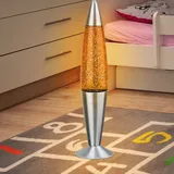 Tischleuchte Lavalampe Glitzerleuchte Kinderzimmerlampe Glitter silber H 42,5 cm