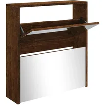 vidaXL Schuhschrank mit Spiegel 63 x 67 x 17 cm Räuchereiche / braun