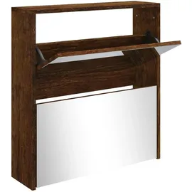 vidaXL Schuhschrank mit Spiegel 63 x 67 x 17 cm Räuchereiche / braun