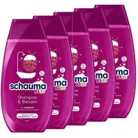 Schauma Schwarzkopf Kids Shampoo & Balsam Himbeere (5x 250 ml), Kinder Shampoo entwirrt das Haar für leichtere Kämmbarkeit, mit mildem & frischem Duft