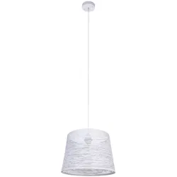 Decken Pendel Hänge Lampe Leuchte Metall Kabel Weiß Beleuchtung Wohn Ess Zimmer