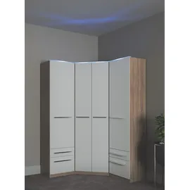 Priess Kleiderschrank PRIESS "Schrank Garderobe Wäscheschrank Barcelona in 5 Breiten", weiß (struktureichefarben hell, weiß), B:48cm H:193cm T:54cm, Holzwerkstoff, Schränke, Kleiderschrank, viel Stauraum, geräumige Schubkästen, mit Spiegel, MADE IN GERMANY