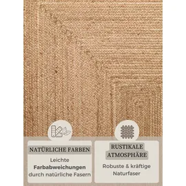 HANSE HOME Juteteppich Teppich Juno", braun Natur braun), B:200cm H:9mm L:300cm, Jute, Teppiche, Teppich, Jute, Shape, Handgemacht, Wohnzimmerteppich, Naturteppich, Wohnzimmer