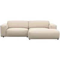 flexlux Ecksofa FLEXLUX "Lucera Chaislongue rechts oder links, L-Form, bequem", weiß (warm weiß), B:257cm H:73cm T:171cm, 100% Echteder, Sofas, Ecksofa, modern & anschmiegsam, Kaltschaum, Stahl-Wellenunterfederung
