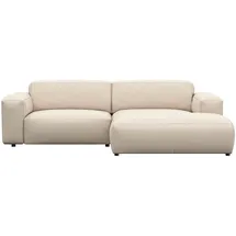 flexlux Ecksofa FLEXLUX "Lucera Chaislongue rechts oder links, L-Form, bequem", weiß (warm weiß), B:257cm H:73cm T:171cm, 100% Echteder, Sofas, Ecksofa, modern & anschmiegsam, Kaltschaum, Stahl-Wellenunterfederung