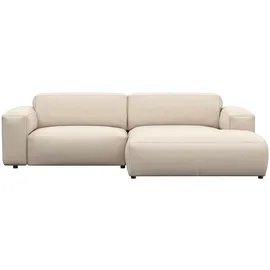 flexlux Ecksofa FLEXLUX "Lucera Chaislongue rechts oder links, L-Form, bequem", weiß (warm weiß), B:257cm H:73cm T:171cm, 100% Echteder, Sofas, Ecksofa, modern & anschmiegsam, Kaltschaum, Stahl-Wellenunterfederung
