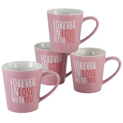 CreaTable Becher Kaffeebecher Forever In Love With You 420 ml, Steinzeug rosa
