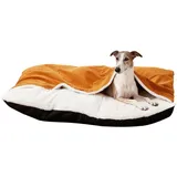 GZGLZDQ Hundeschlafsack Hundehöhle Indoor, Warme Kuschelhöhle 2 in 1 Angstlösendes Hundebett Höhle aus Cord Baumwolle für Kleine Mittelgroße Hunde Katzen(Dark Brown,73 x 58 x 23 cm)