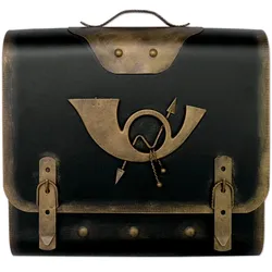 HMF 511Briefkasten Alter Schulranzen mit Posthorn PH3, 40 x 40 x 9 cm, Gold