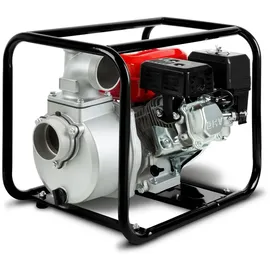Eberth 6,5PS Wasserpumpe 60.000l/h 30m Förderhöhe, 3 Anschluss, Schmutzwasserpumpe 4-Takt-Benzinmotor, 7m Ansaughöhe,