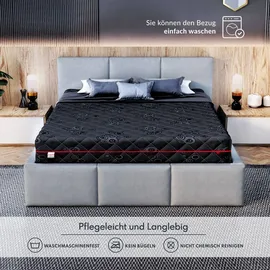 Fdm Taschenfederkernmatratze, Schwarz, Textil, H3 Kokos HR-Schaum Öko-Tex Allergikergeeignet Jacquard