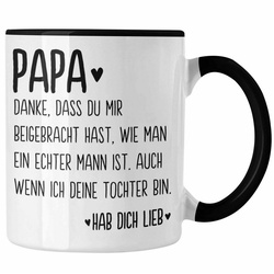 Trendation Tasse Trendation – Papa Tasse Geschenk von Tochter Kaffeetasse Sprüche Vatertag Geschenkidee Spruch Vater schwarz