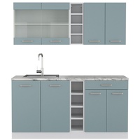 Vicco Küchenzeile R-Line Solid Weiß Blau Grau 160 cm modern Küchenschränke Küchenmöbel