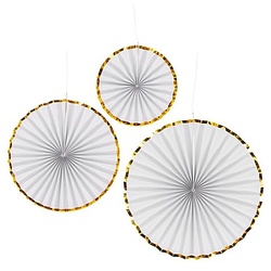 Papierfächer "Glamour", weiß/gold, 3 Stück