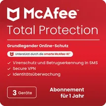 McAfee Total Protection 2025 3 Geräte 1 Jahr DE Win Android iOS