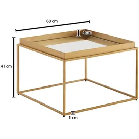 KADIMA DESIGN Quadratischer Couchtisch, verspiegeltes Glas, goldenes Metallgestell