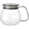 Unitea One Touch Teekanne 460 ml Hitzebeständige Teekanne aus Glas mit Edelstahlsieb und Deckel