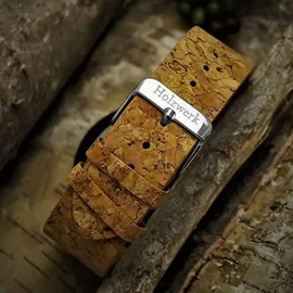 Holzwerk Germany Holzwerk KLAARST flache Damen, Herren Kork & Edelstahl Holz Uhr, beige, schwarz