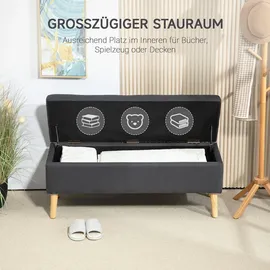 Homcom Sitzbank mit Stauraum Polsterbank mit Leinenoptik, Sitztruhe mit Holzbeine, Truhenbank für Wohnzimmer Schlafzimmer Flur 110 x 39 x 45 cm, Dunkelgrau