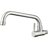 Wandmontierte Küchenarmatur für Kaltwasser, gebürstete, fingerabdruckabweisende Wandmischbatterie, abnehmbarer Luftsprudler