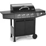 TAINO BASIC 4+1 BBQ Gasgrill Grillwagen Edelstahl-Brenner + Seitenkocher Grill TÜV (BASIC 4+1 Gasgrill)