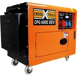 CROSS TOOLS Diesel Stromerzeuger - Stromaggregat - Generator (5.000 W max. Leistung, 2x 230 V; 1x 400 V Steckdosen, 15 l Tank, Ölmangelsicherung, E-Starter, inkl. Batterie) CPG 6000 DEV, 68033