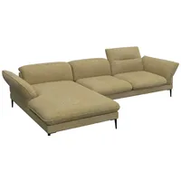 FLEXLUX Ecksofa Salino, Funktionssofa mit Recamiere, Relaxsofa, Ecksofa, Sofa mit Arm- und Kopfteil-Verstellungen, Kaltschaum & Stahl-Wellen gelb