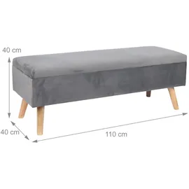 Relaxdays Truhenbank Samt Dunkelgrau 40 x 110 x 40 cm