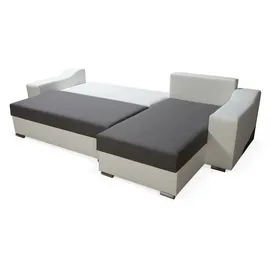 Fun Möbel Ecksofa COLLIN mit Schlaffunktion Schwarz/Dunkelorange Ottomane Rechts - Schwarz