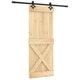 vidaXL Schiebetür rechts 80 x 210 cm Braun/Schwarz